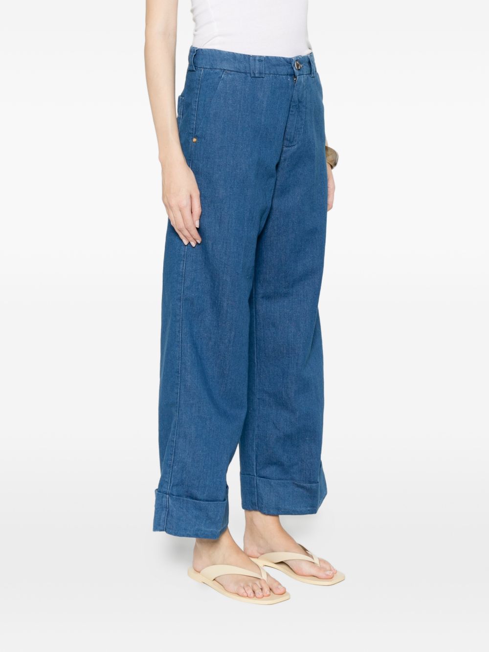 White Sand White Sand Cotton and linen blend trousers
