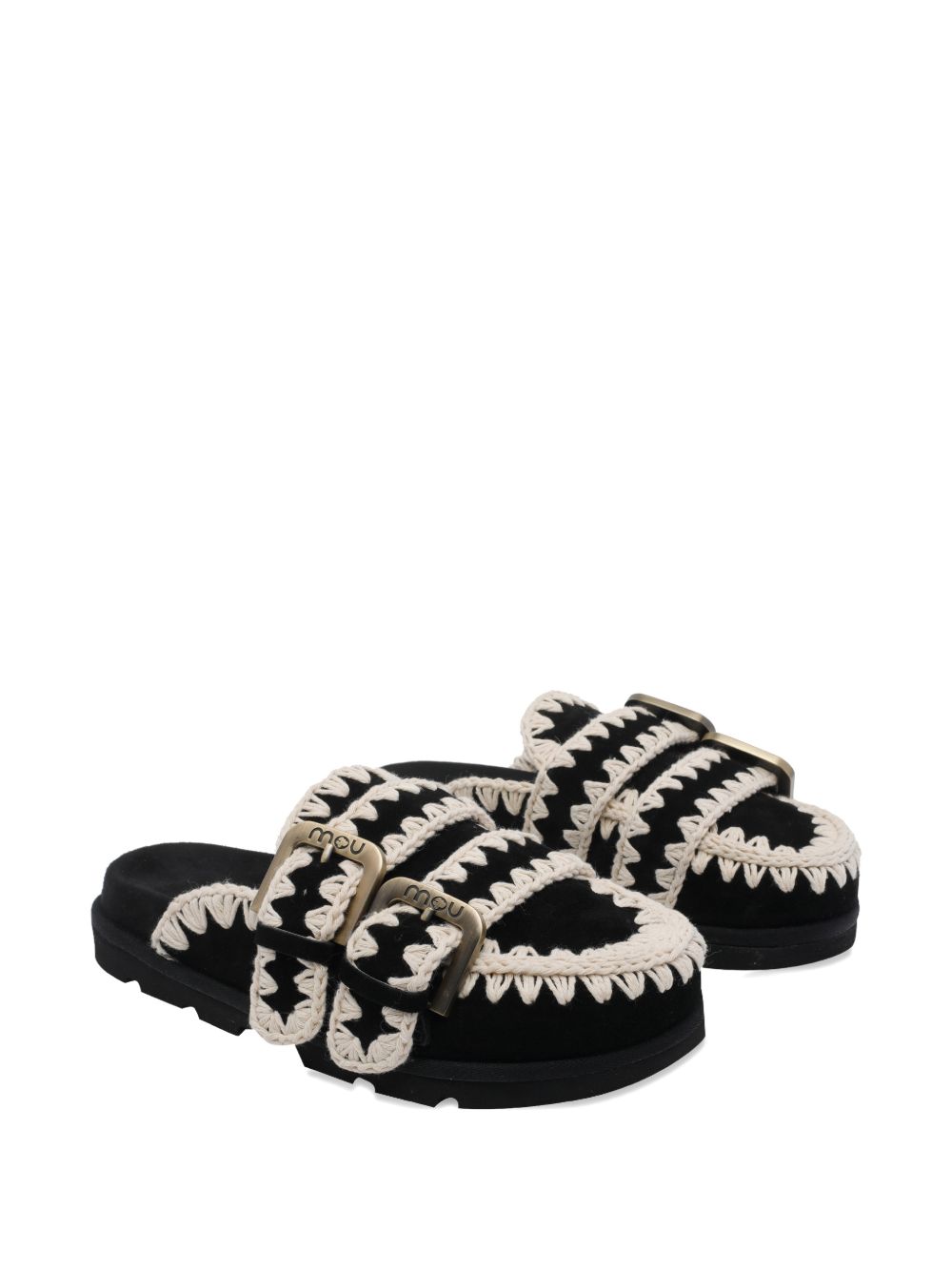 Mou Mou Black, round toe, buckle detail Bio low slippers