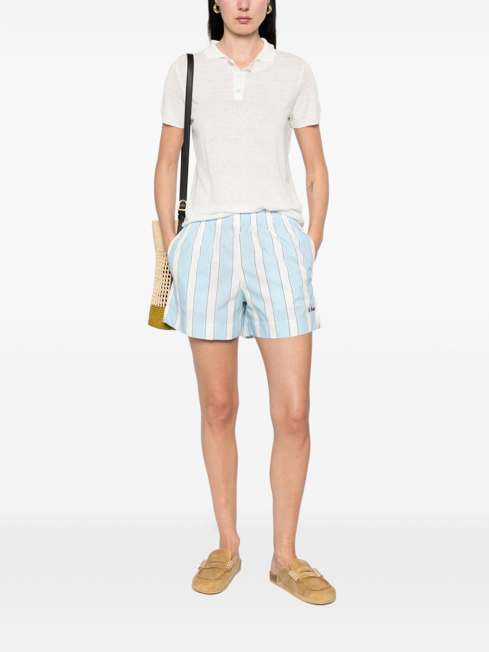 Base Base Linen and cotton blend polo shirt