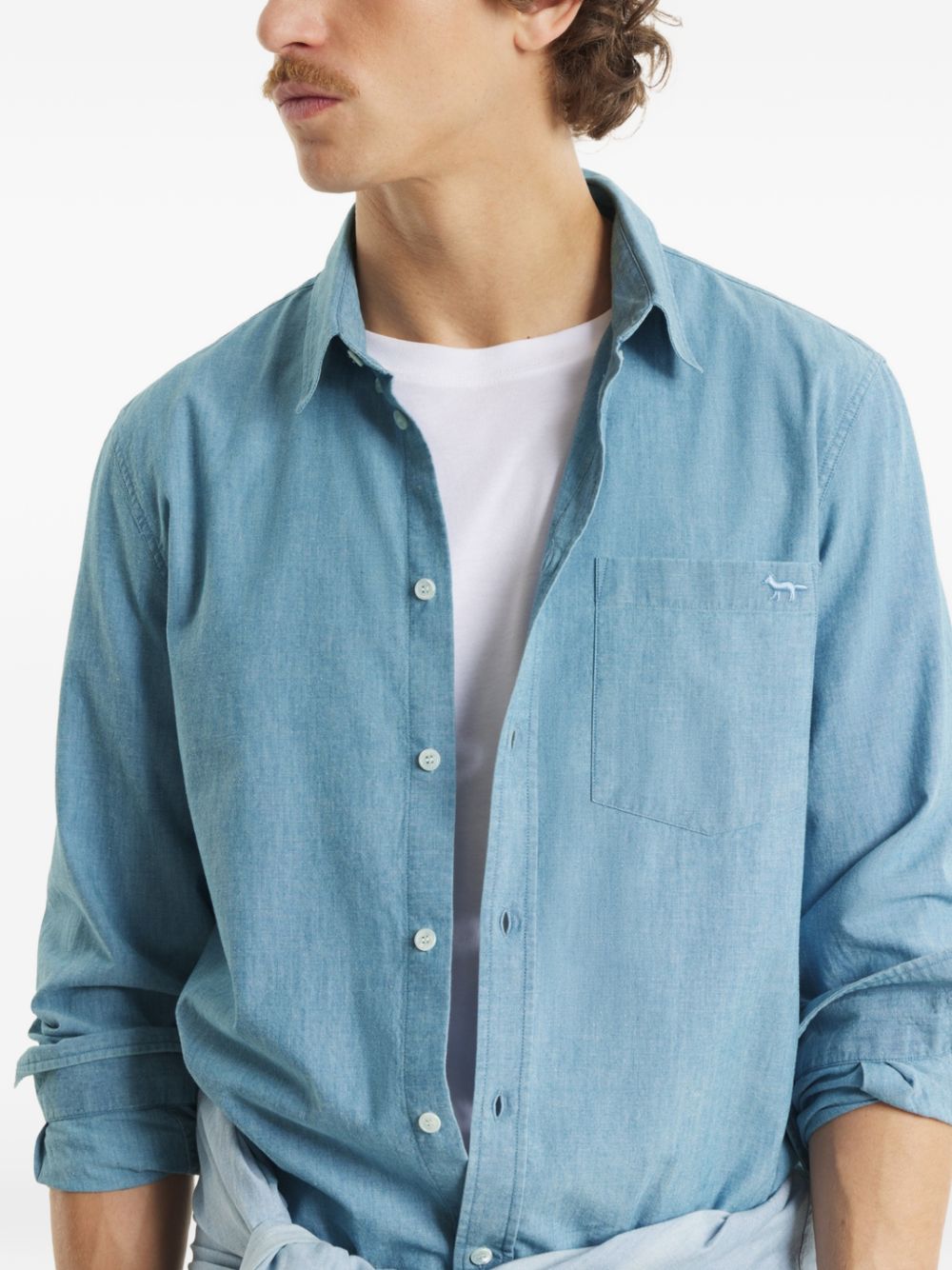Maison Kitsuné Maison Kitsuné Maison KitsunÃ© Profile Fox cotton shirt
