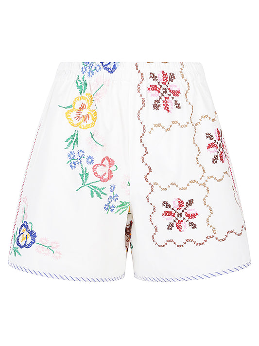 RELAX RE-LUX Relax Re-Lux Embroidered cotton shorts