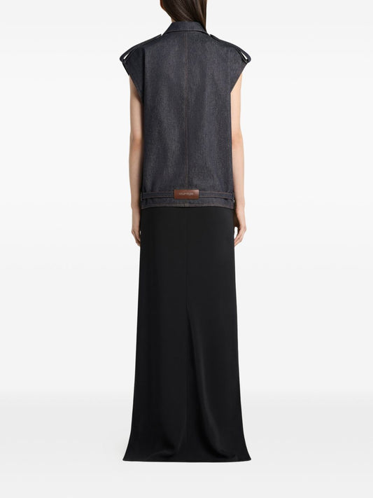 Courreges Denim sleeveless bomber jacket