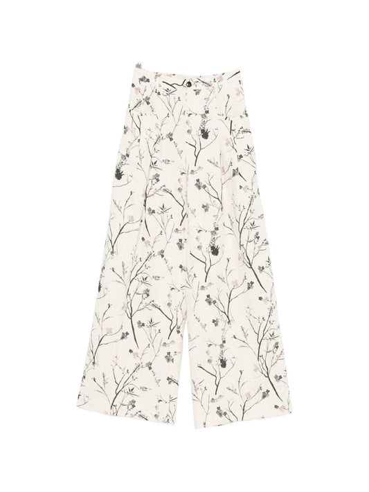 White Sand White Sand Printed wide-leg trousers