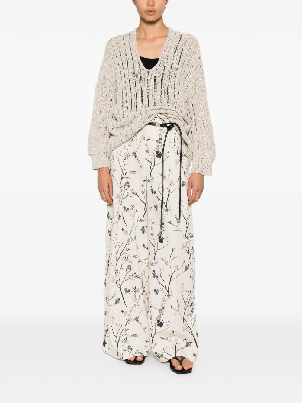 White Sand White Sand Printed wide-leg trousers