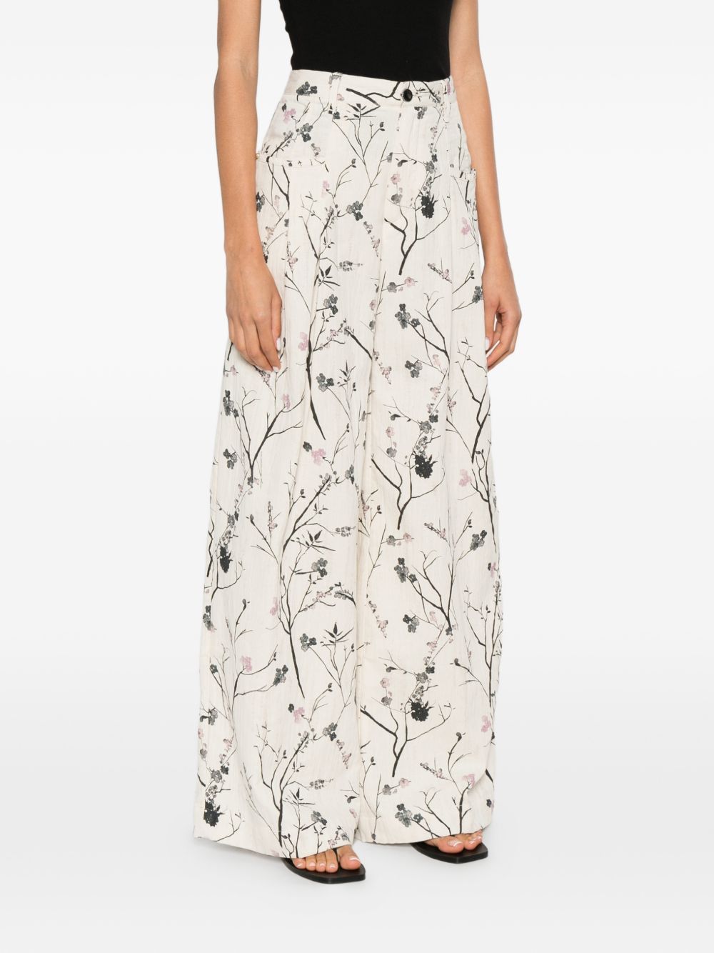 White Sand White Sand Printed wide-leg trousers