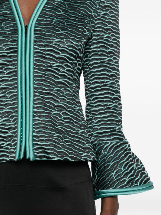 Emporio Armani Wave Pattern Zip-Front Jacket