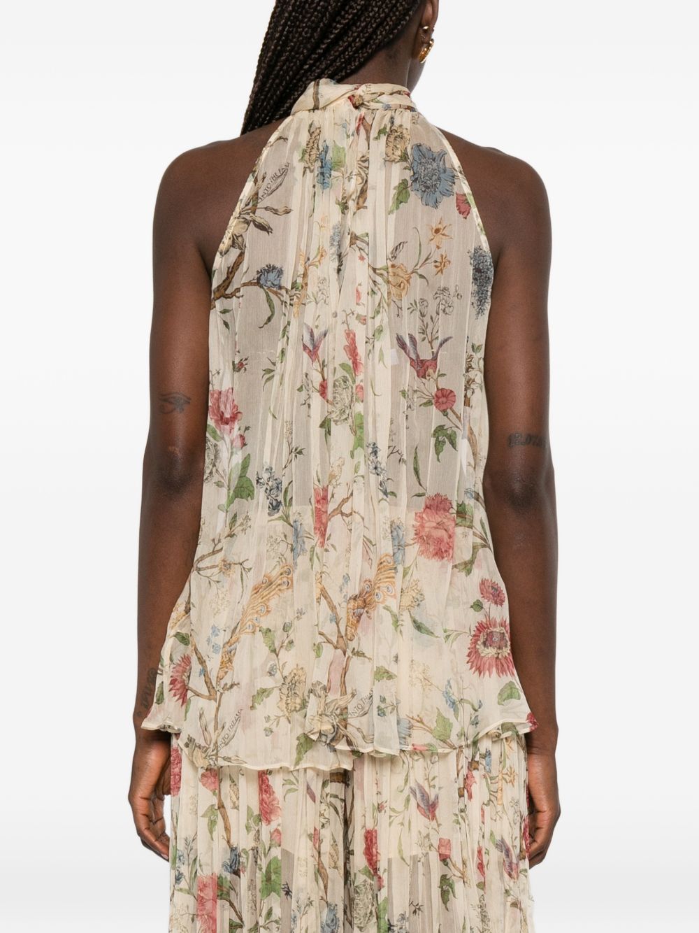 INTO THE EAST Into The East Printed Silk Top