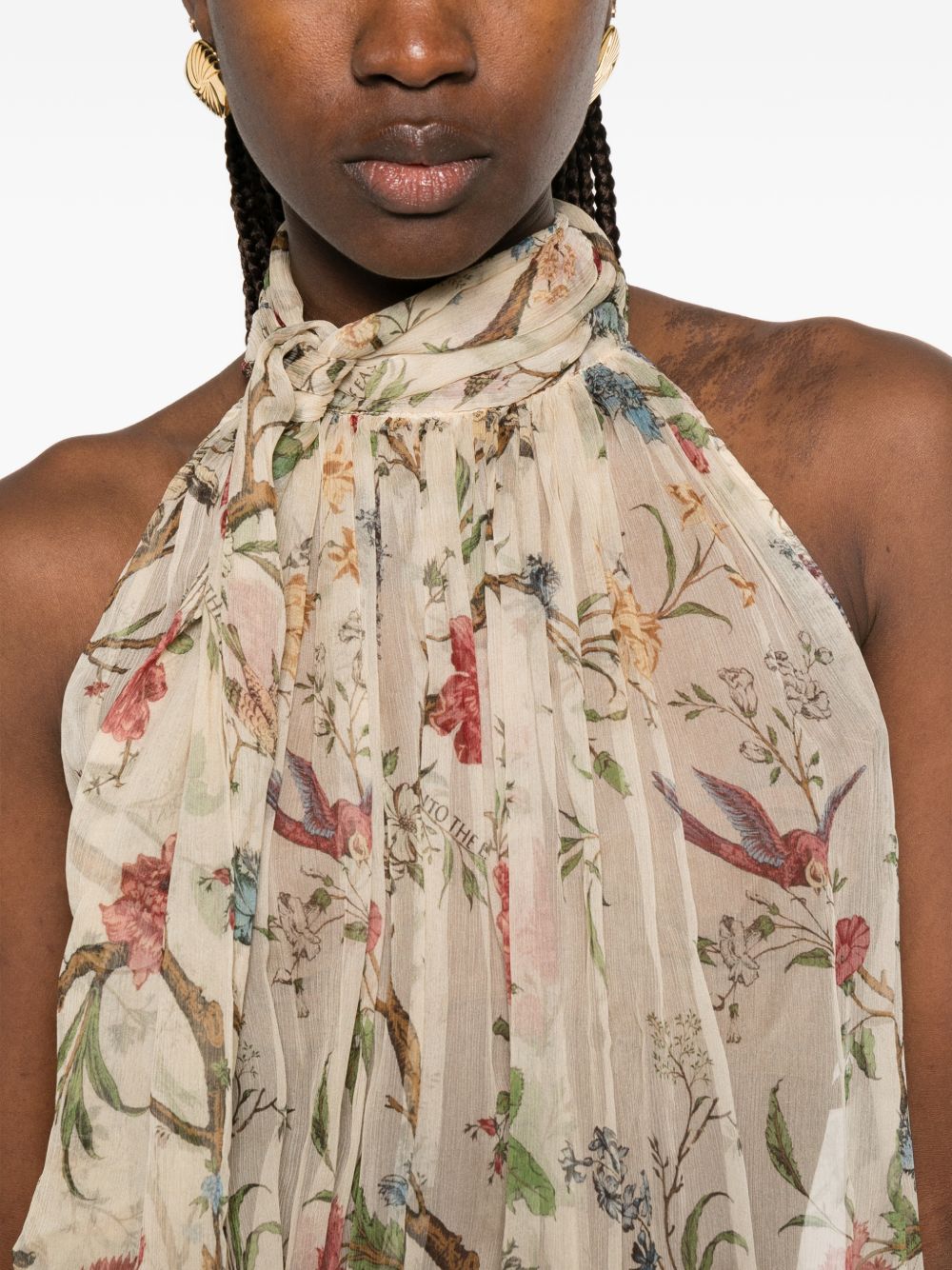 INTO THE EAST Into The East Printed Silk Top