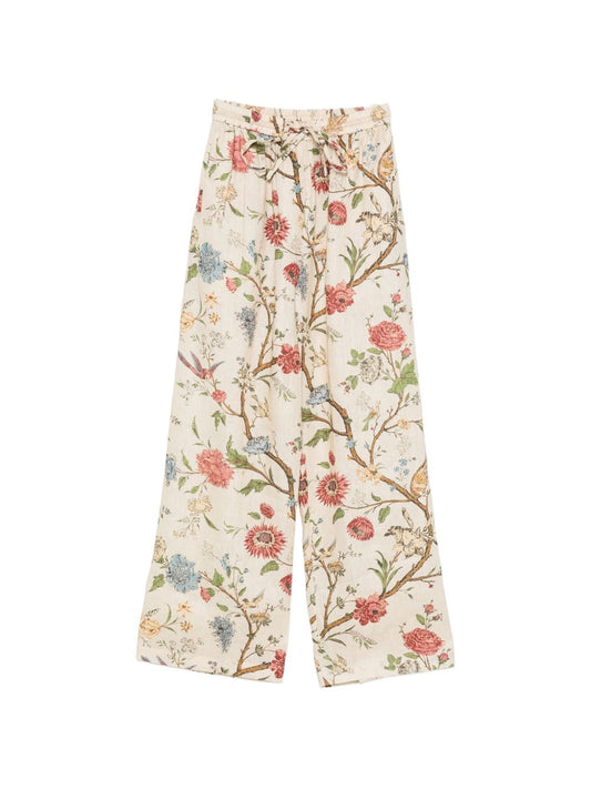 INTO THE EAST Into The East Printed Linen Trousers