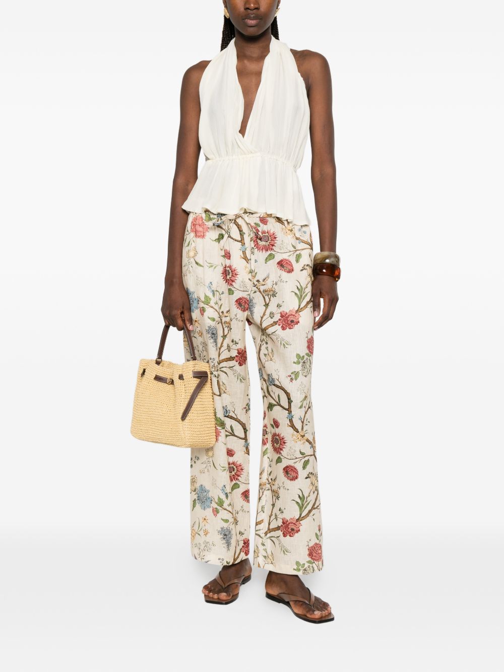 INTO THE EAST Into The East Printed Linen Trousers