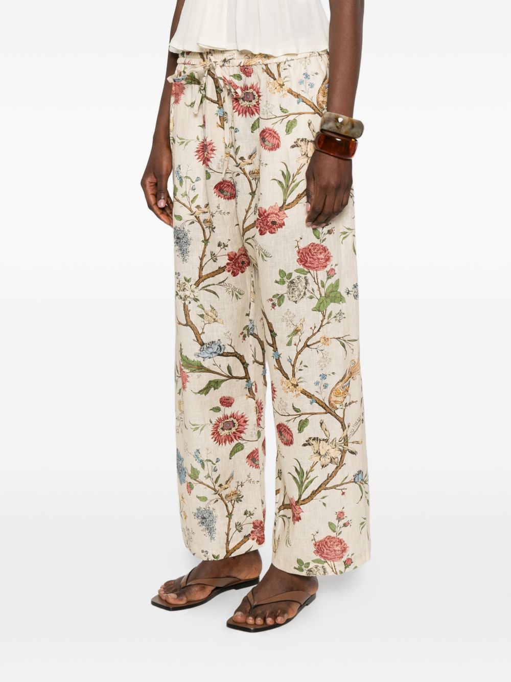 INTO THE EAST Into The East Printed Linen Trousers