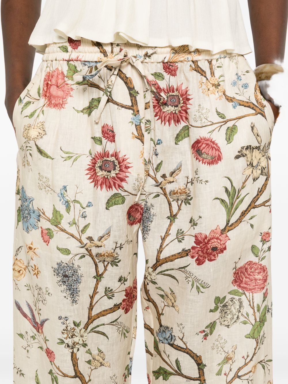 INTO THE EAST Into The East Printed Linen Trousers