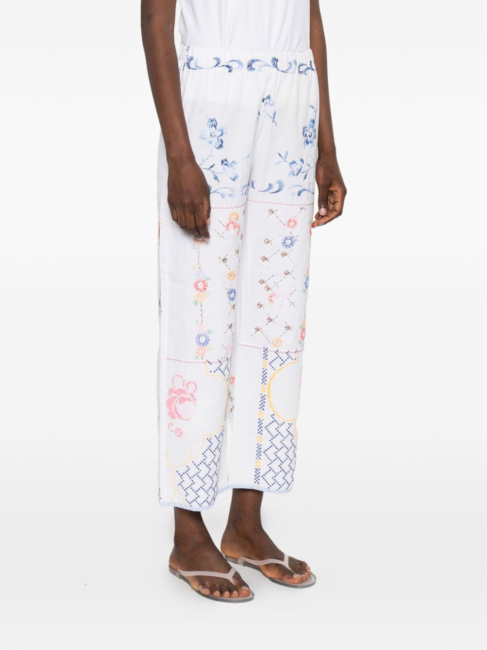 RELAX RE-LUX Relax Re-Lux Embroidered Cotton Trousers