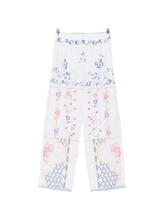 RELAX RE-LUX Relax Re-Lux Embroidered Cotton Trousers