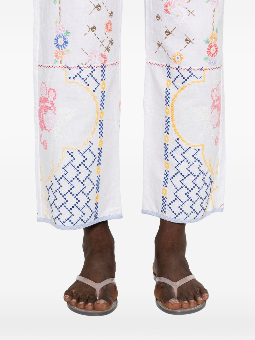RELAX RE-LUX Relax Re-Lux Embroidered Cotton Trousers