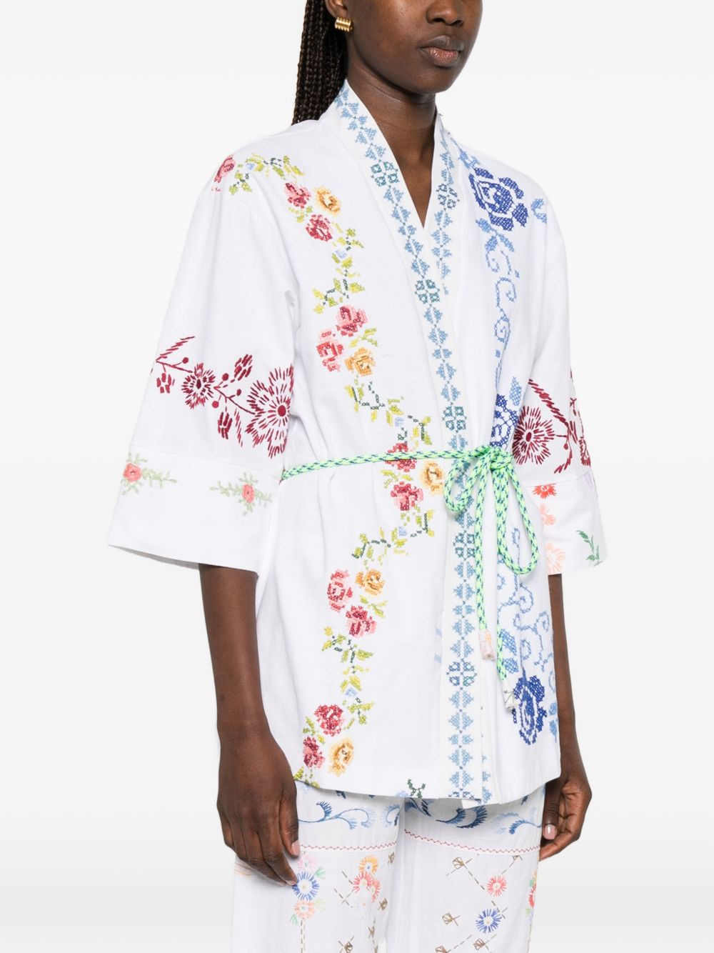 RELAX RE-LUX Relax Re-Lux Embroidered Cotton Kimono Jacket