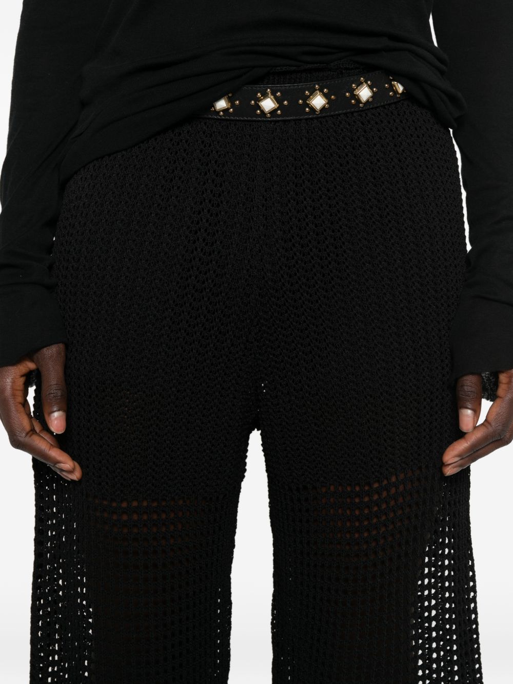 Iro Iro Crochet Knit Wide-Leg Trousers
