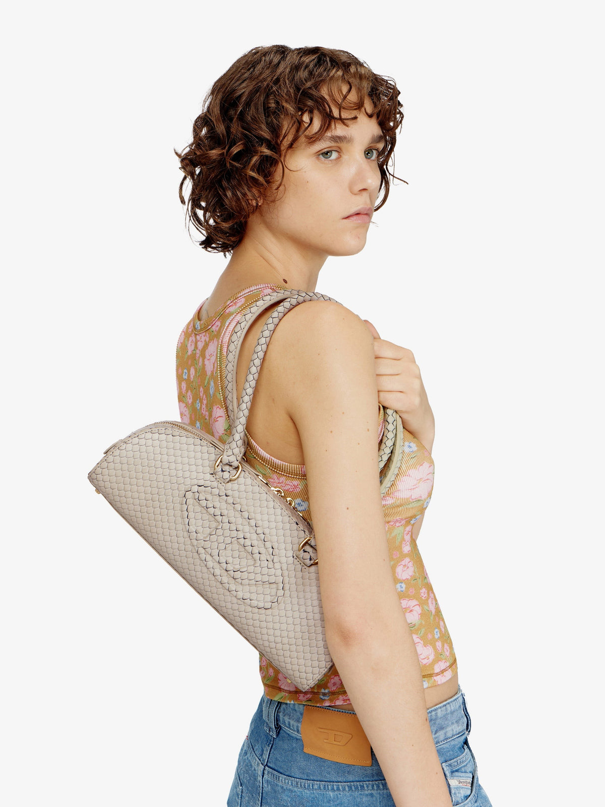 1DR python-effect leather shoulder bag
