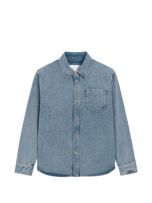 AMI PARIS Shirts LIGHT BLUE
