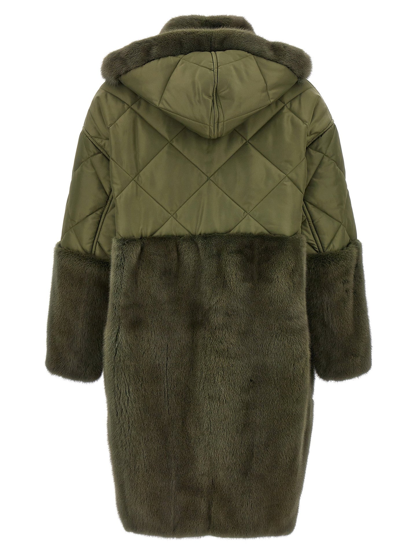 Blancha Nylon Diamond-visone Long Down Jacket