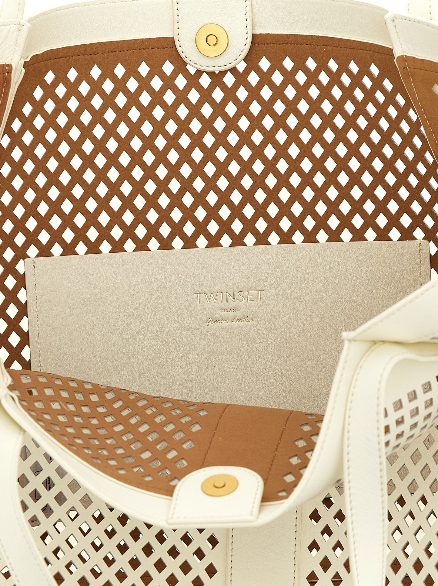 Twin Set Twin Set Openwork Leather Shopping Bag