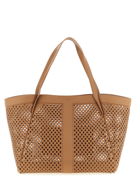 Twin Set Twin Set Openwork Leather Shopping Bag