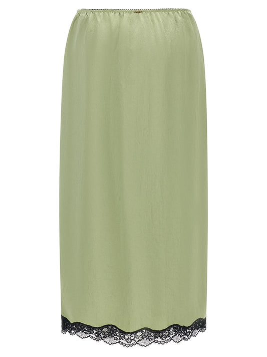 Twin Set Satin Froissé And Lace Skirt