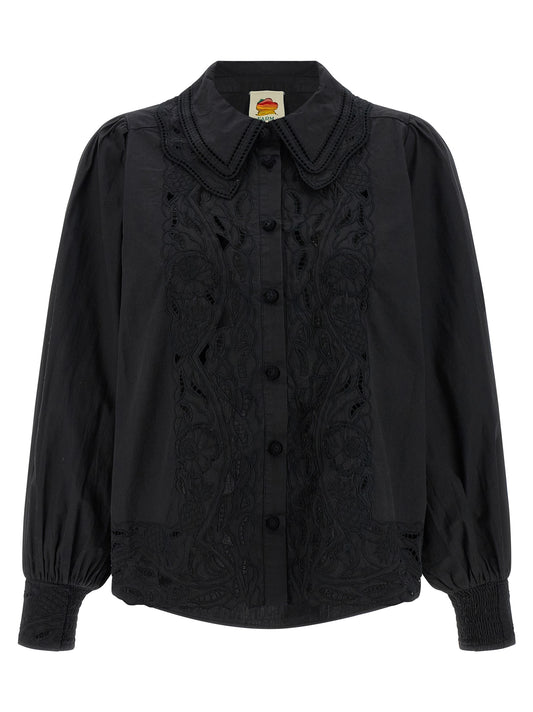 Farm Rio Farm Rio Black Embroidered Shirt