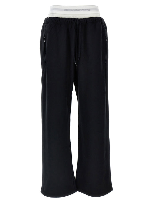 T By Alexander Wang Wide Leg W/ Logo Elastic Exposed Brief Joggers