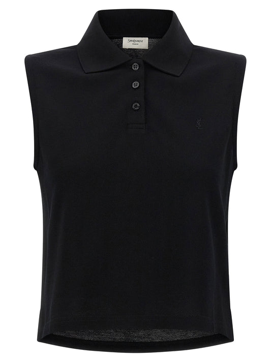 Saint Laurent Cassandre Embroidered Polo Shirt
