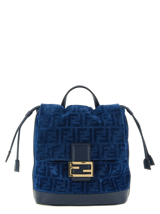 Fendi Ff Flocked Denim Backpack