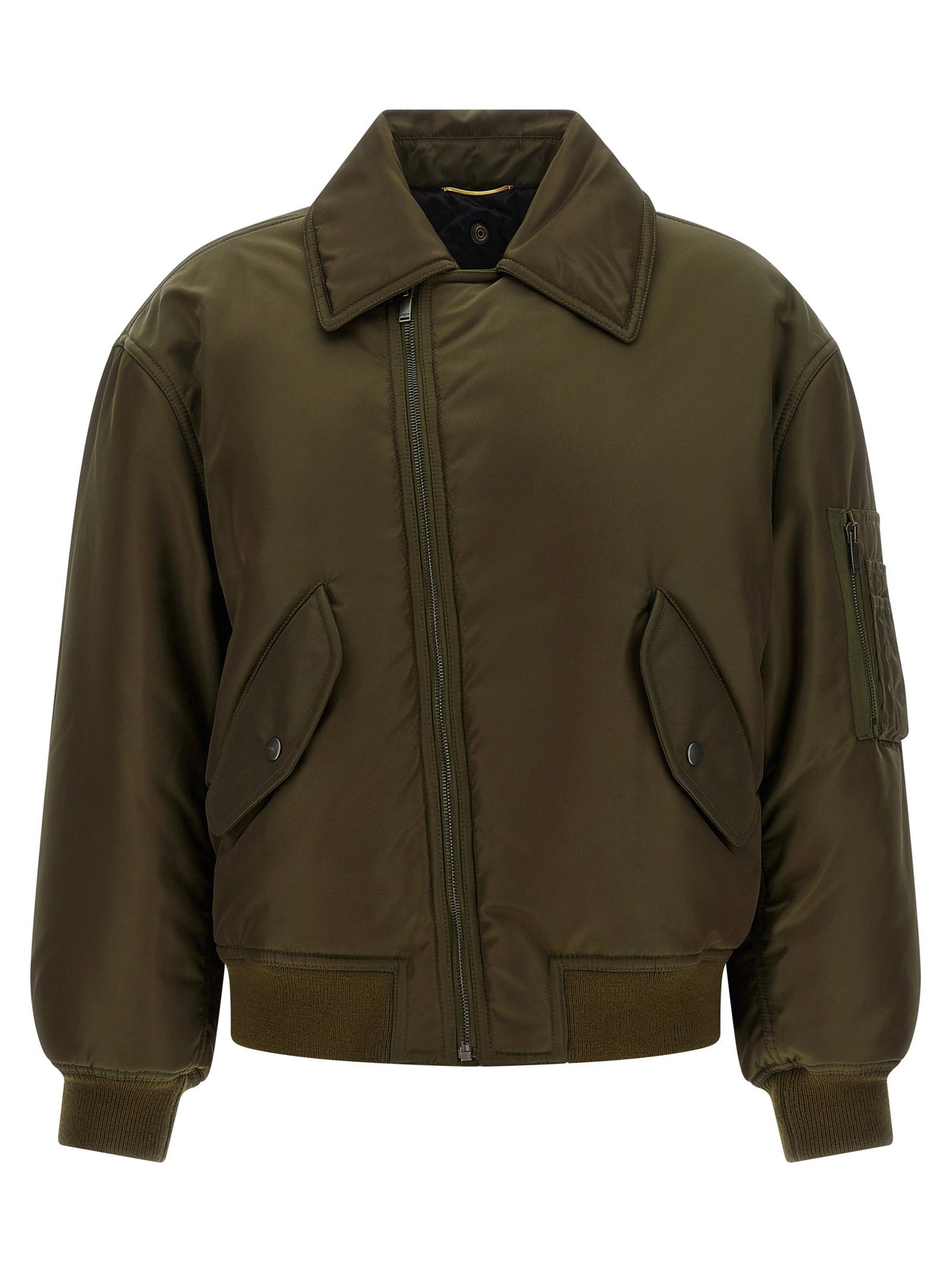 Saint Laurent Removable Shearling Neck Bomber Jacket