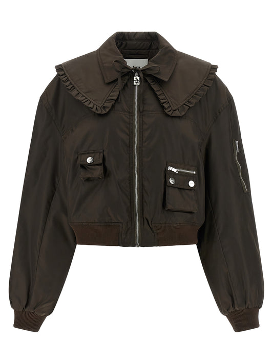 Ganni Ganni Duchesse Nylon Bomber Jacket