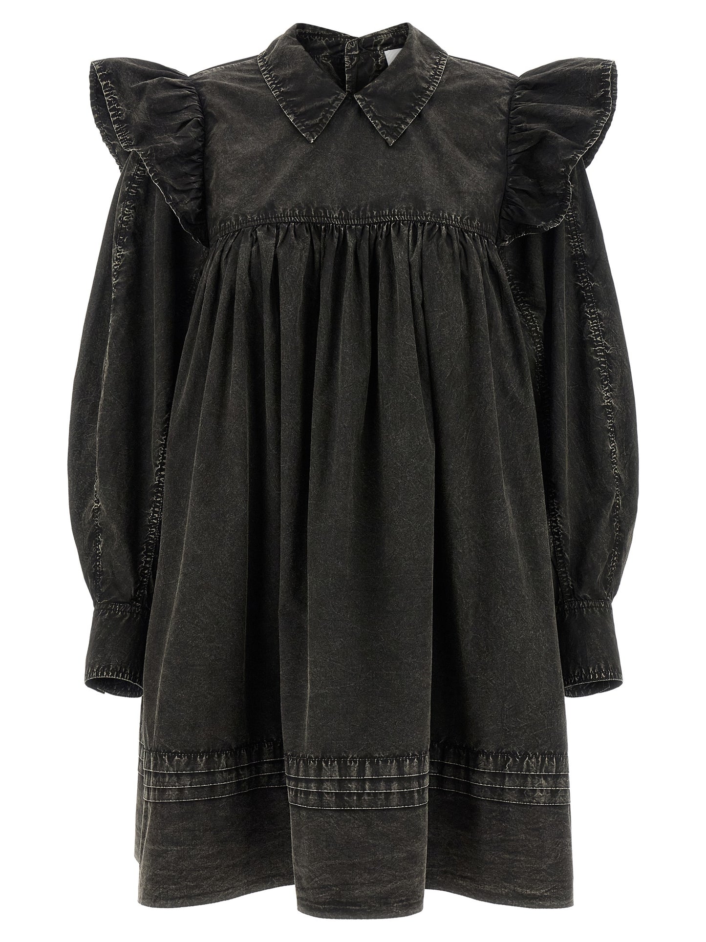 Ganni Ganni Black Washed Mini Shirt Dress