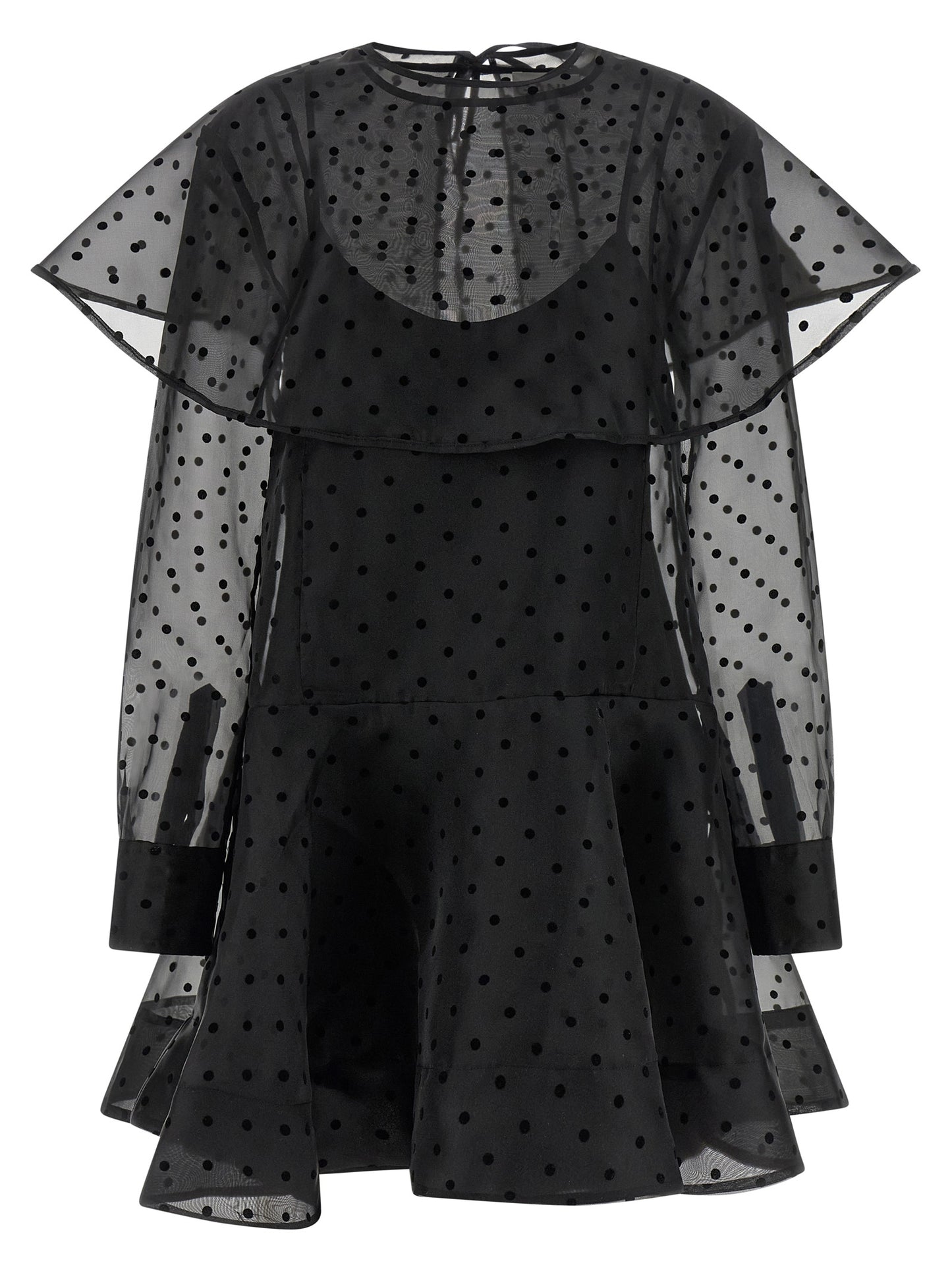 Ganni Ganni Black Organza Circle Collar Dress