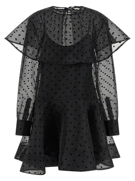Ganni Ganni Black Organza Circle Collar Dress