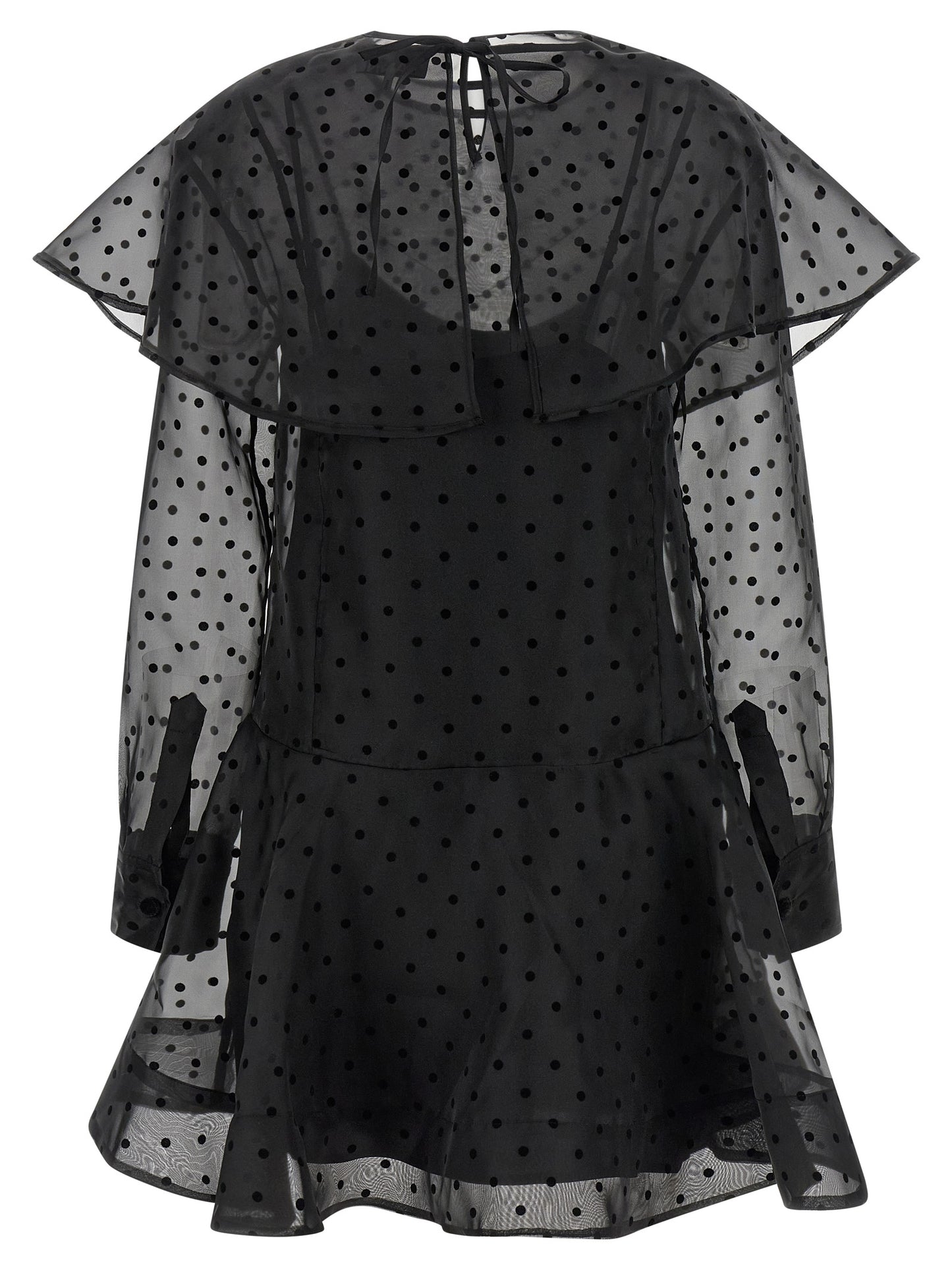 Ganni Ganni Black Organza Circle Collar Dress
