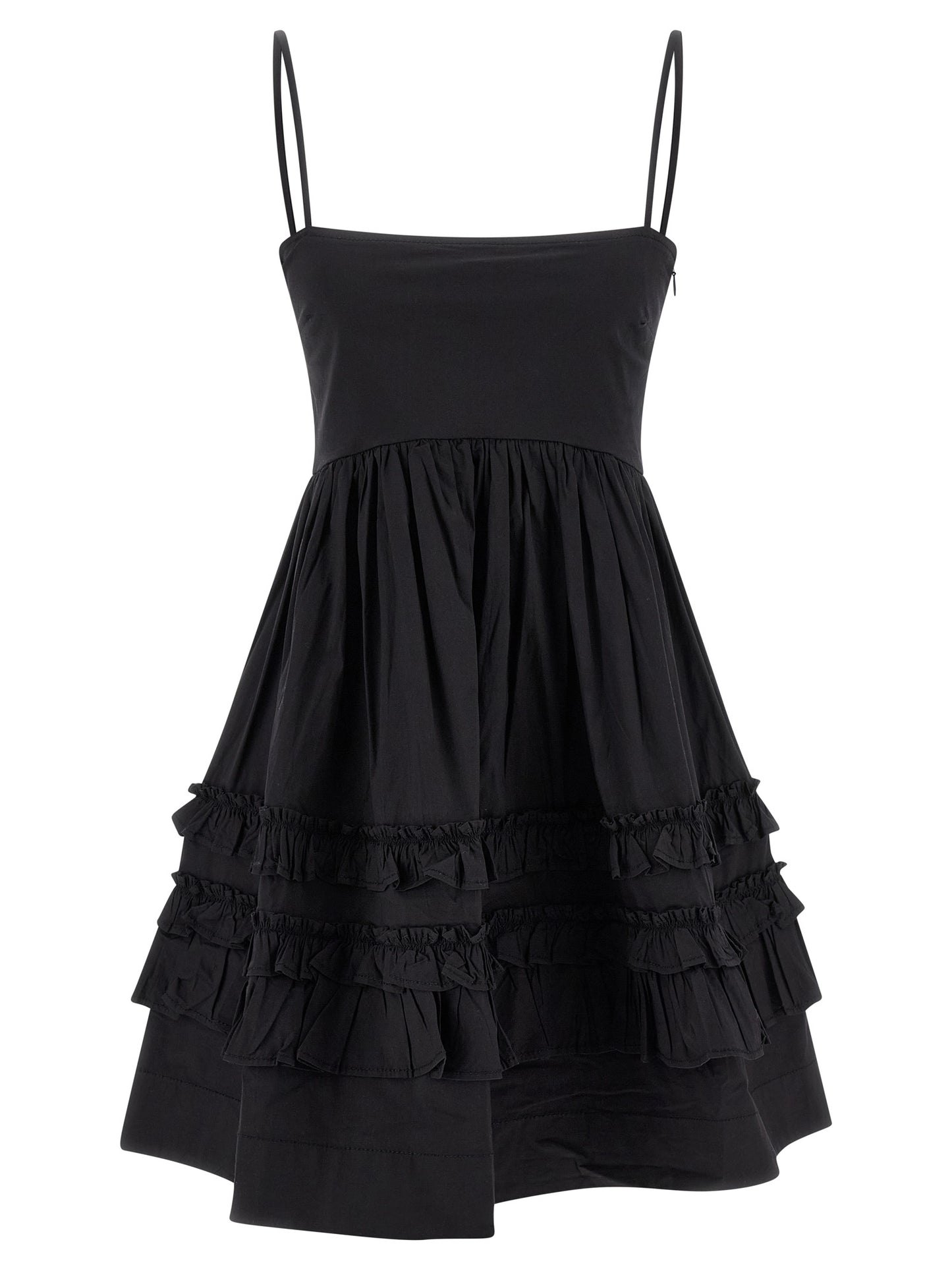 Ganni Ganni Black Mini Frill Dress