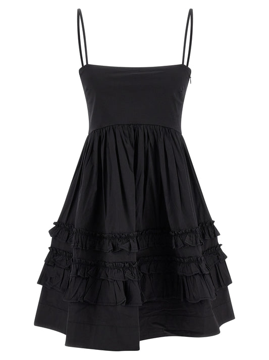 Ganni Ganni Black Mini Frill Dress