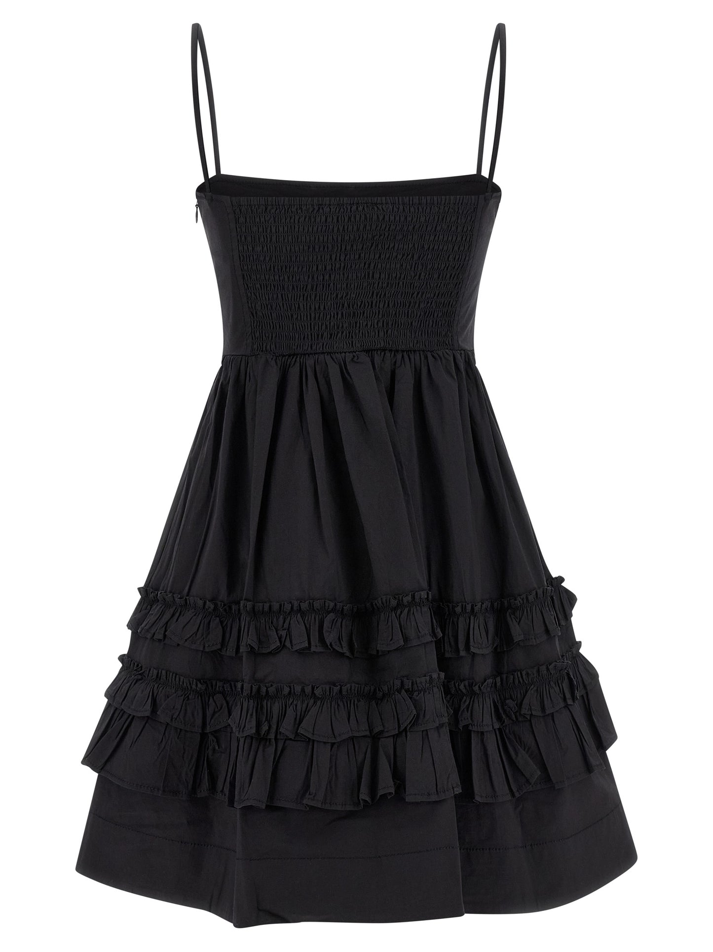 Ganni Ganni Black Mini Frill Dress
