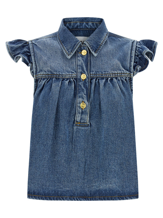 Ganni Ganni Denim Ruffle Top