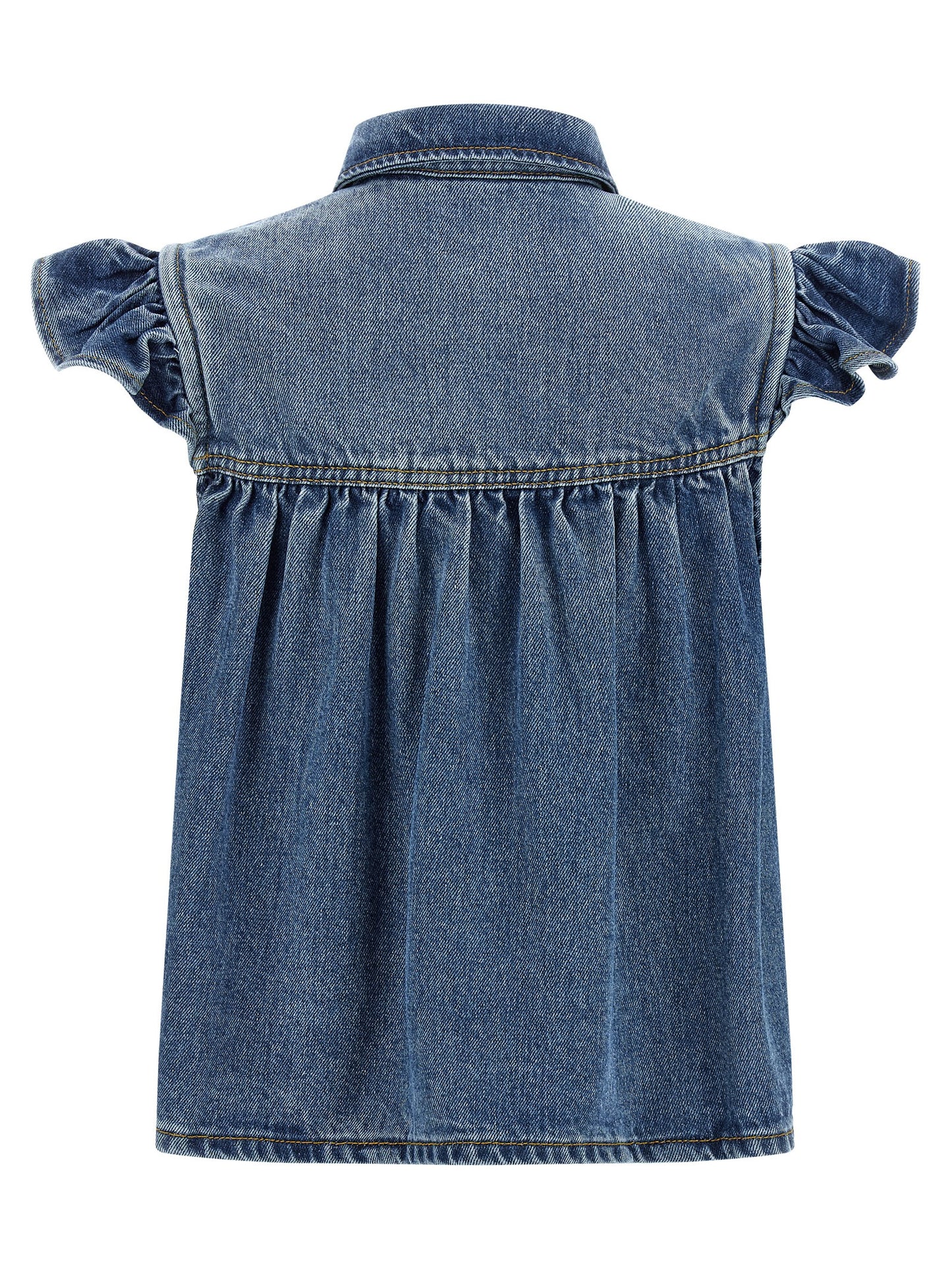Ganni Ganni Denim Ruffle Top