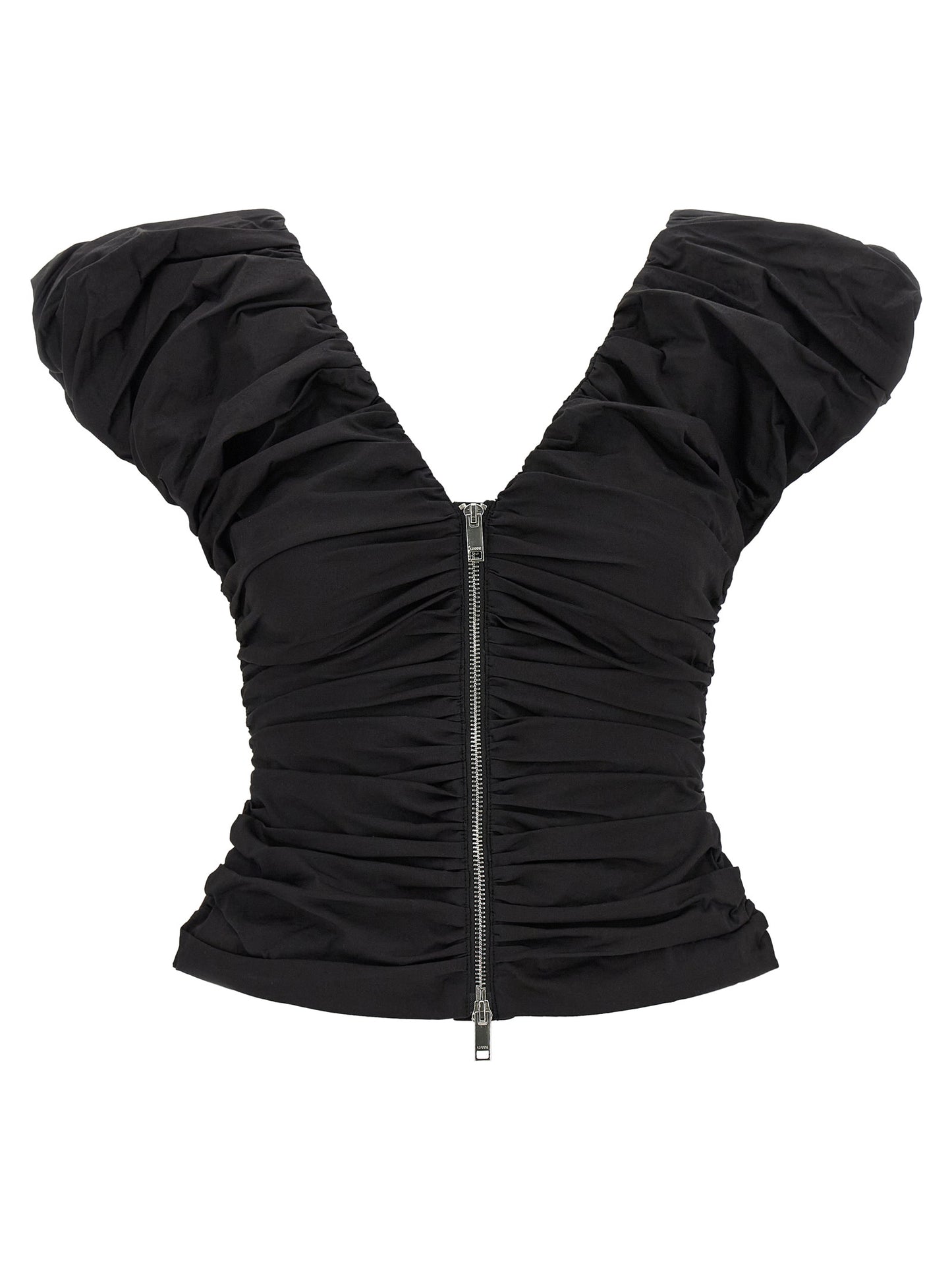 Ganni Ganni Black Ruched Top