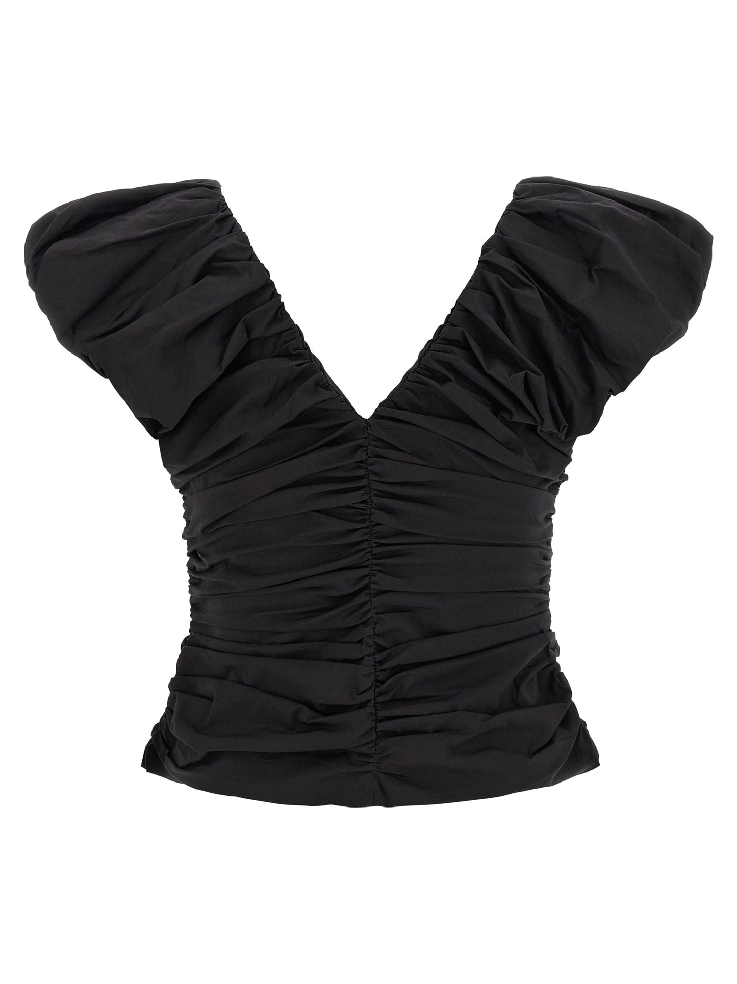Ganni Ganni Black Ruched Top