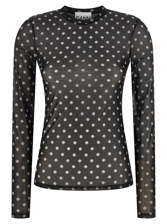 Ganni Ganni Printed Sheer Sweater
