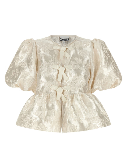 Ganni Ganni Satin Peplum Blouse