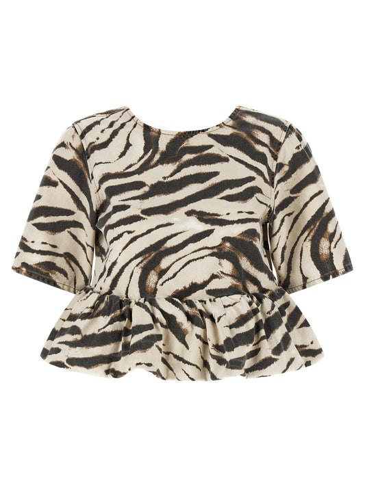 Ganni Ganni Zebra Denim Top