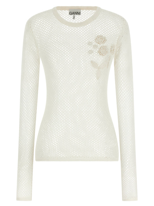 Ganni Ganni Pointelle Cotton Sweater
