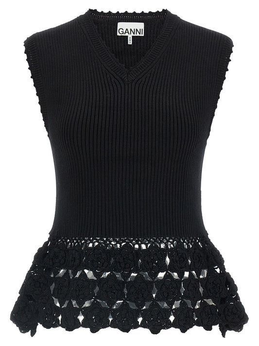 Ganni Ganni Cotton Crochet Vest