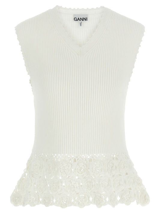 Ganni Ganni Cotton Crochet Vest